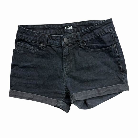 BDG Pants - BDG Alexa Mid Rise Denim Shorts Dark Blue Cuffed 5 Pocket Womens Sz 26
